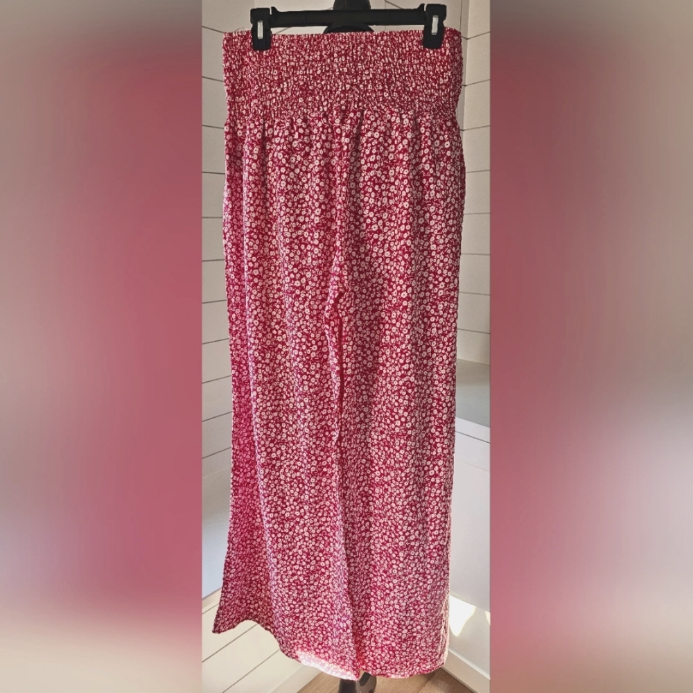 Floral Pink Wide-Leg Pants